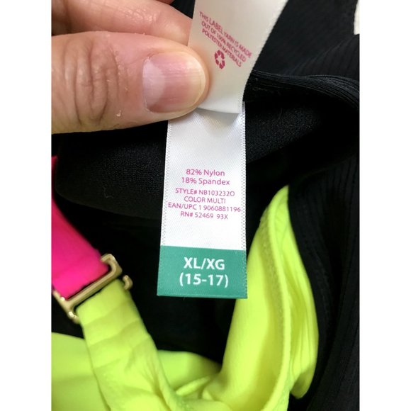 SOLD No Boundaries Neon Colorblock One-Piece Swimsuit Size Junior XL - Picture 9 of 10